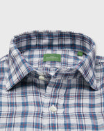 Load image into Gallery viewer, Spread Collar Sport Shirt in Harbor/Bone/Red Plaid Linen

