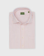 Load image into Gallery viewer, Spread Collar Sport Shirt in Melon/Blue/White Stripe Oxford

