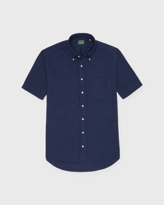 Short-Sleeved Button-Down Sport Shirt in Navy Oxford