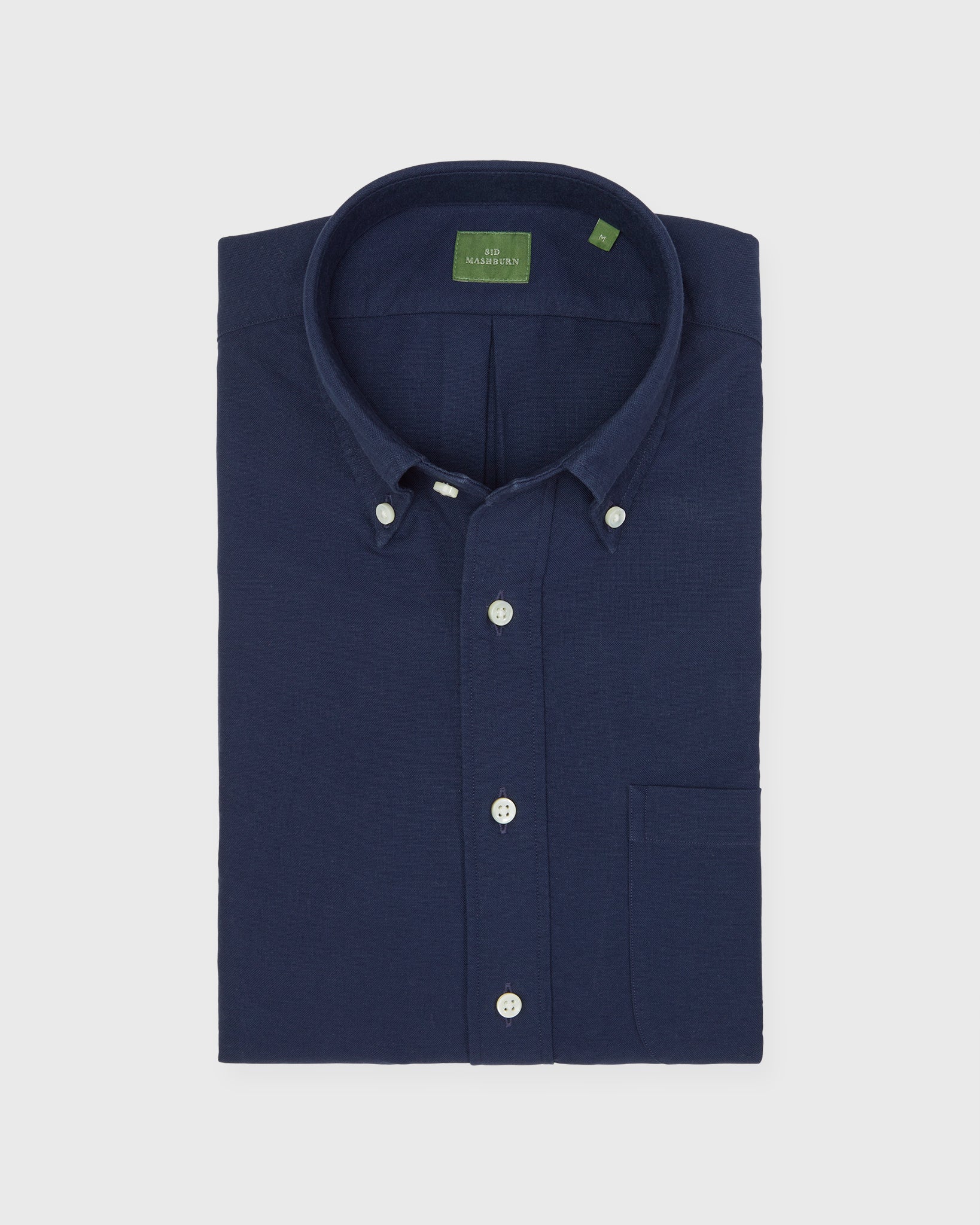 Short-Sleeved Button-Down Sport Shirt in Navy Oxford