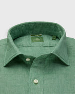 Load image into Gallery viewer, Slim-Fit Spread Collar Sport Shirt in Green Linen
