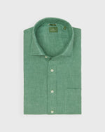 Load image into Gallery viewer, Slim-Fit Spread Collar Sport Shirt in Green Linen
