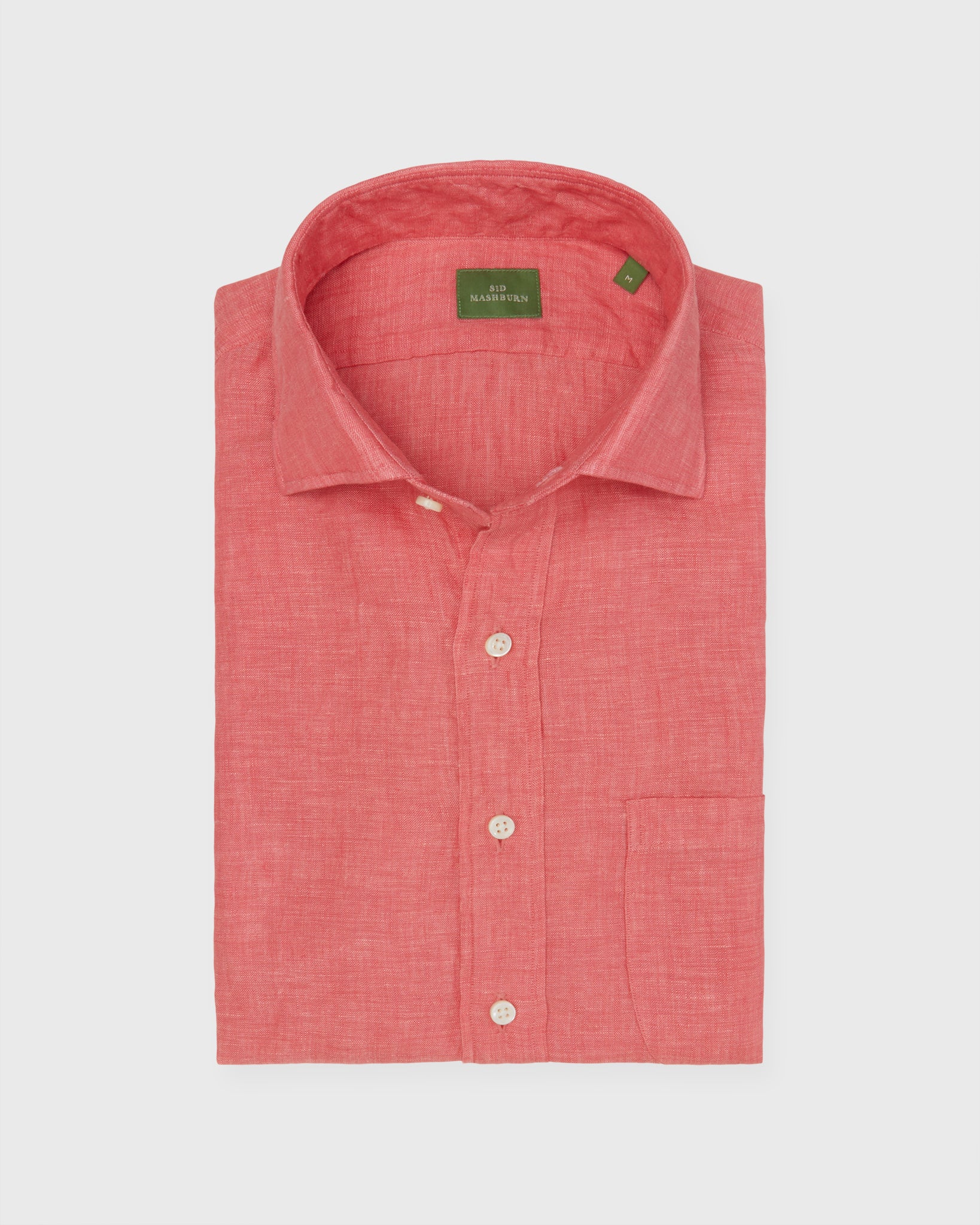 Spread Collar Sport Shirt in Poppy Linen