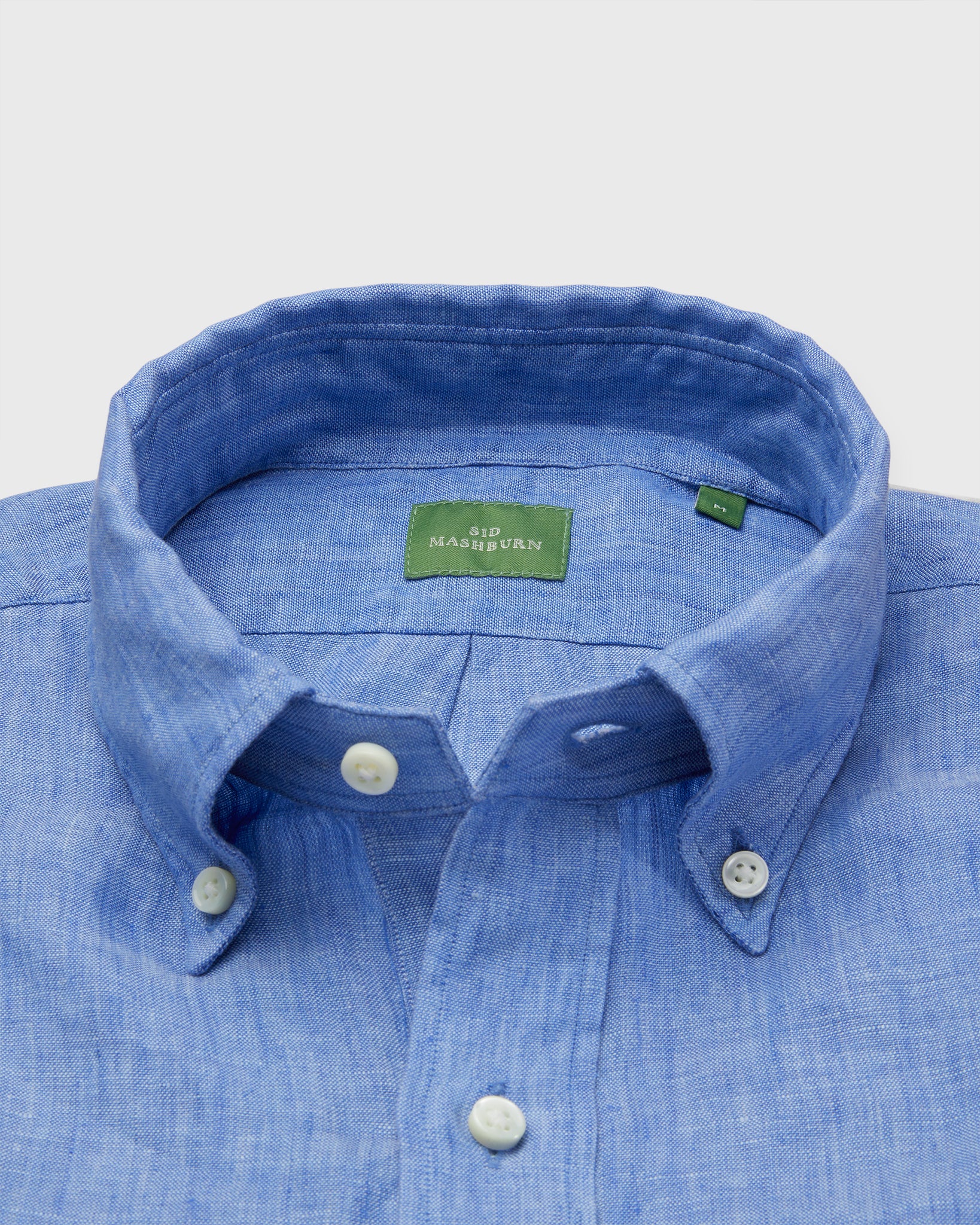 Short-Sleeved Button-Down Popover Sport Shirt in Lapis Linen