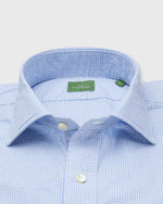 Load image into Gallery viewer, Spread Collar Popover Sport Shirt in Blue Micro Gingham Poplin
