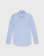 Load image into Gallery viewer, Spread Collar Popover Sport Shirt in Blue Micro Gingham Poplin
