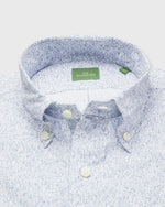 Load image into Gallery viewer, Short-Sleeved Button-Down Sport Shirt in Blue/White Hustle &amp; Bustle Liberty Fabric
