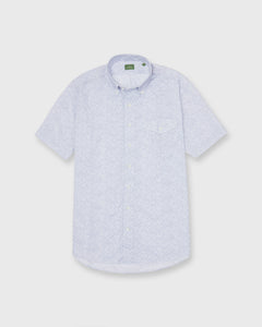 Short-Sleeved Button-Down Sport Shirt in Blue/White Hustle & Bustle Liberty Fabric