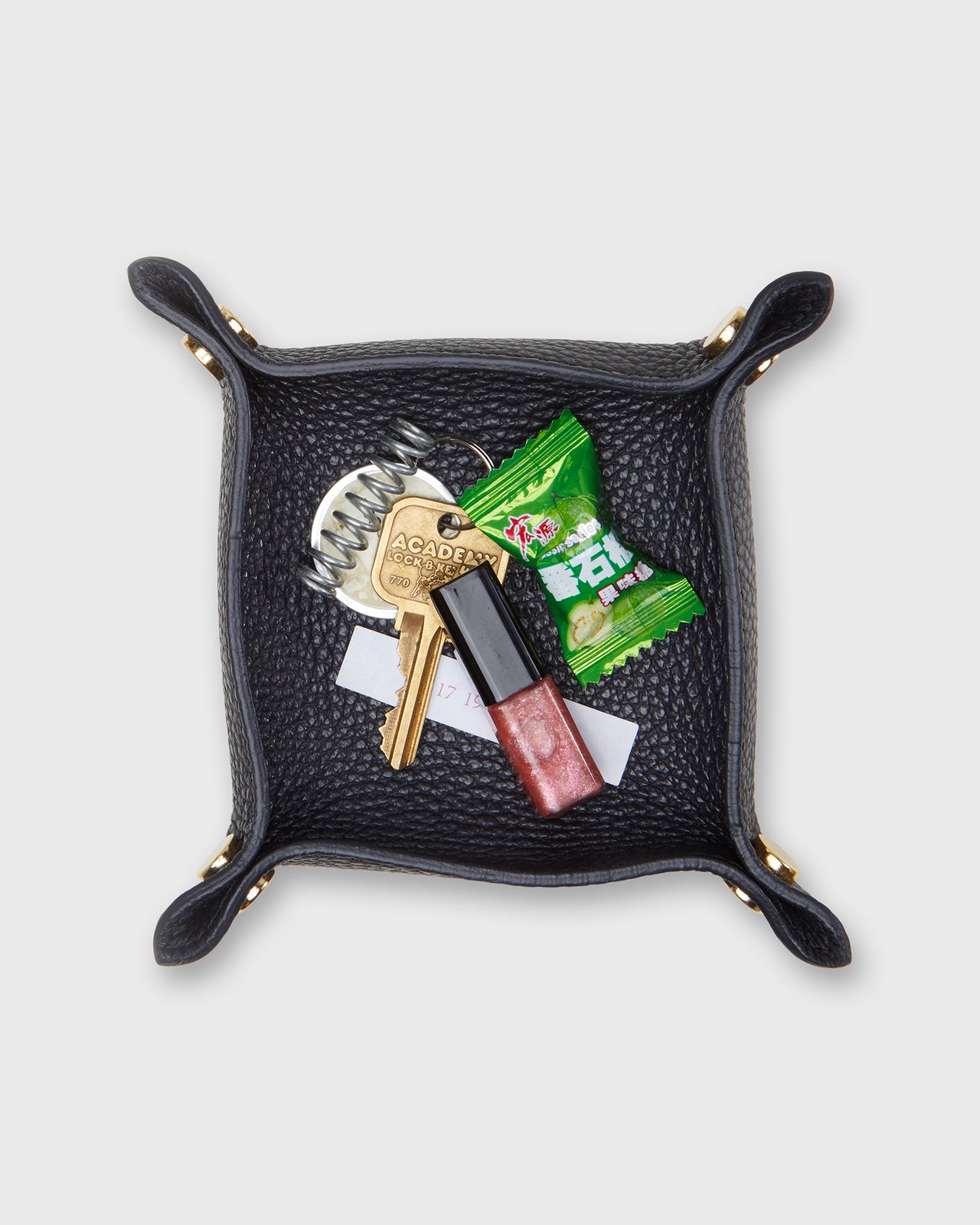 Soft Small Square Tray in Dark Navy Leather