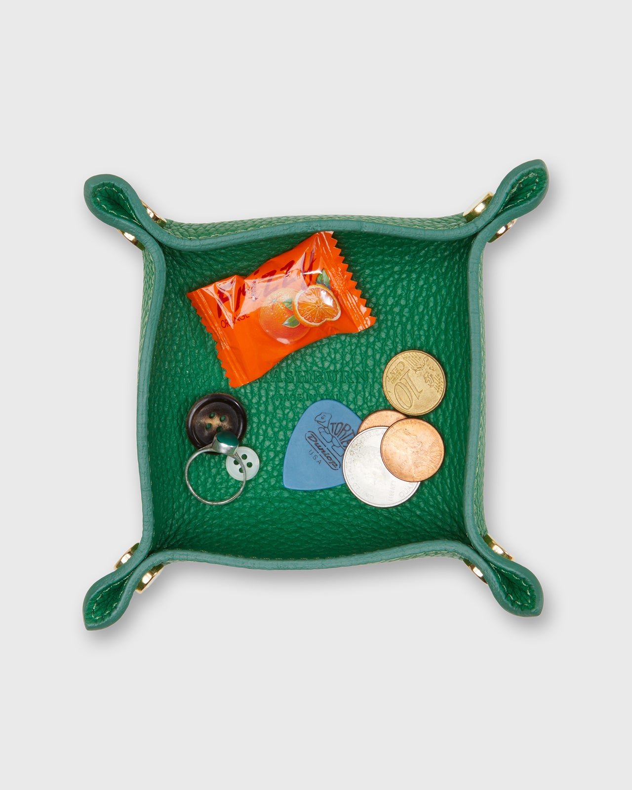 Soft Small Square Tray in Kelly Leather