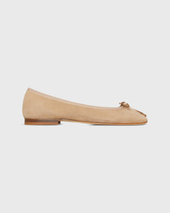 Square toe Ballet Flat in Camel Suede 36 by Ann Mashburn