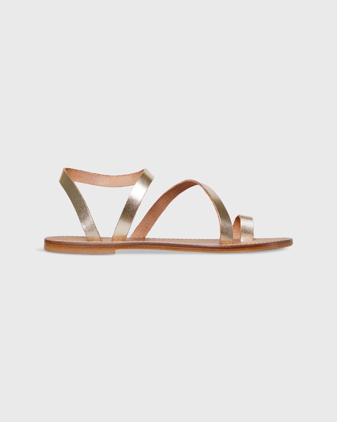 Diagonal Strap Sandal in Platino Leather