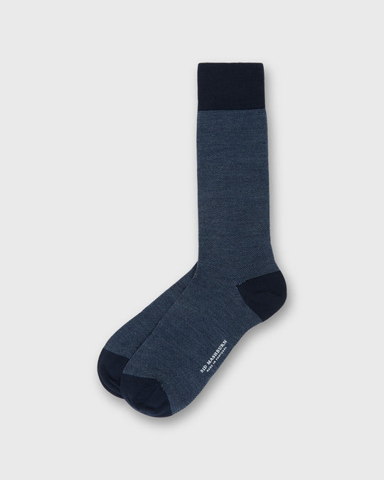 Birdseye Trouser Dress Socks in Blue Extra Fine Merino