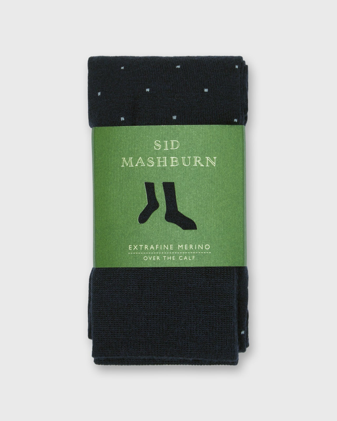Over-The-Calf Dress Socks in Navy/Grey Dot Extra Fine Merino
