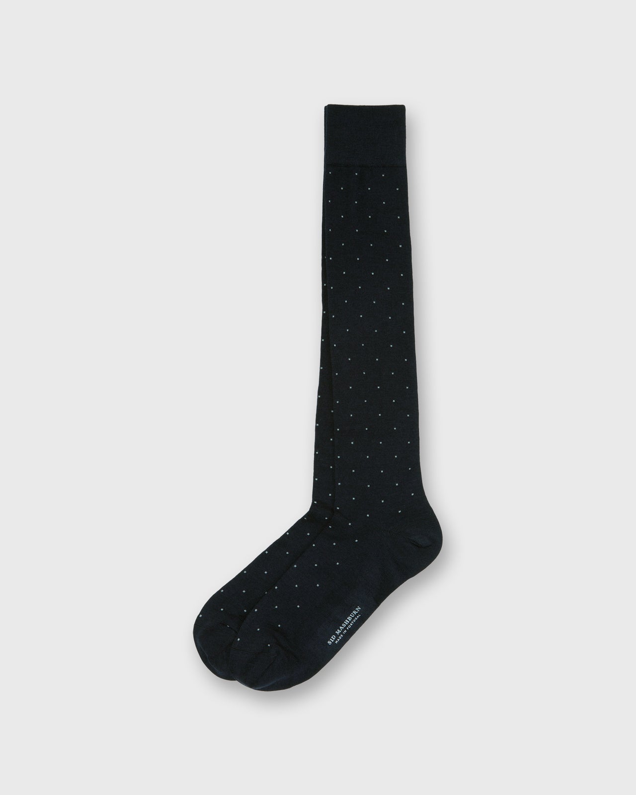 Over-The-Calf Dress Socks in Navy/Grey Dot Extra Fine Merino
