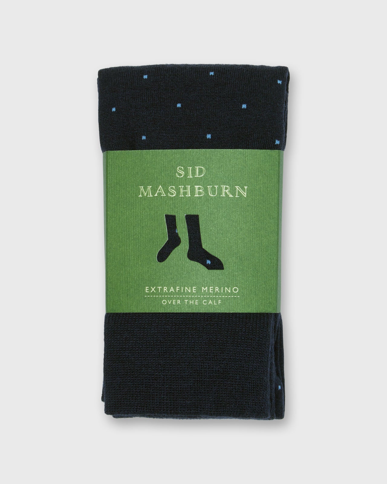 Over-The-Calf Dress Socks in Navy/Glacier Dot Extra Fine Merino