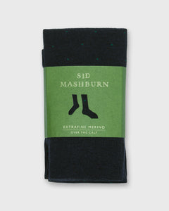 Over-The-Calf Dress Socks in Navy/Olive Dot Extra Fine Merino