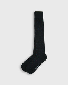 Over-The-Calf Dress Socks in Navy/Multi Dot Extra Fine Merino