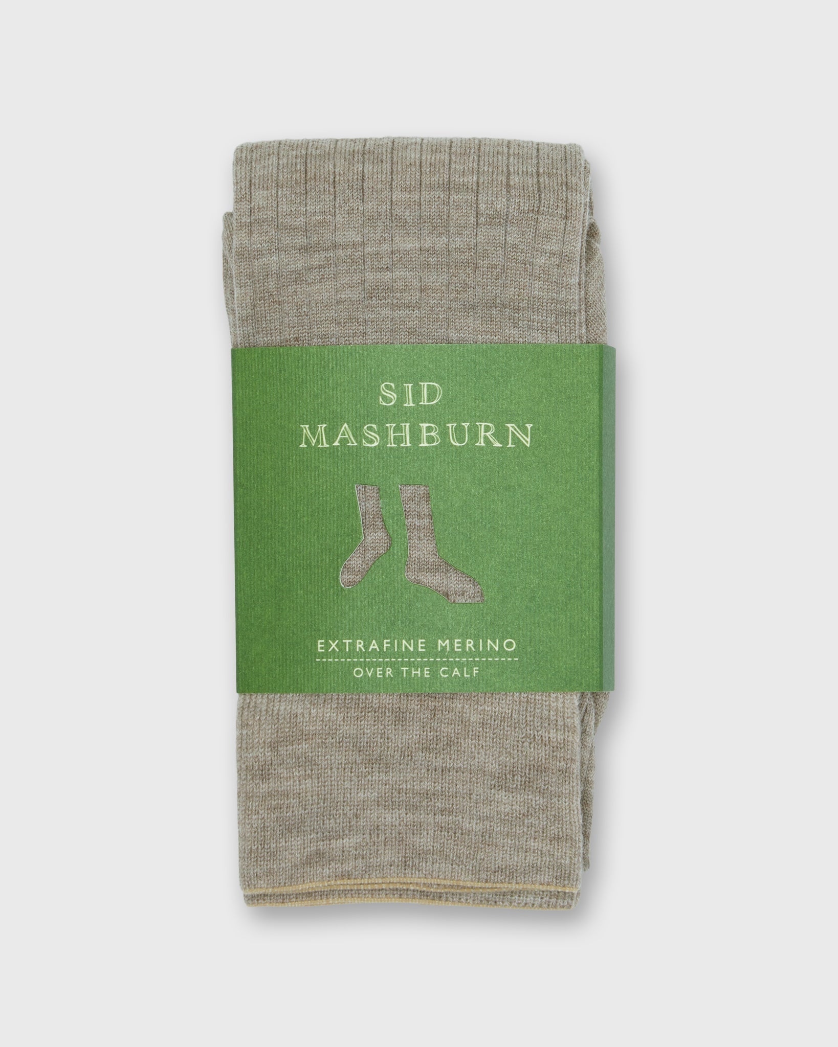 Over-The-Calf Dress Socks in Heather Taupe Extra Fine Merino