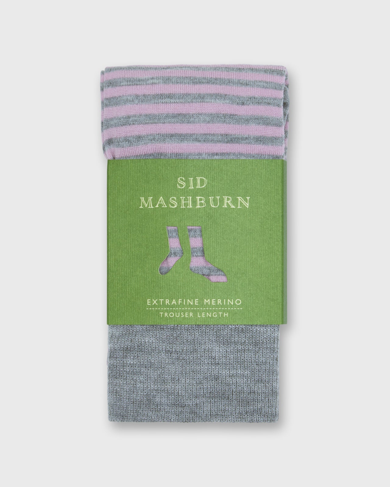 Striped Trouser Dress Socks in Heather Grey/Orchid Extra Fine Merino