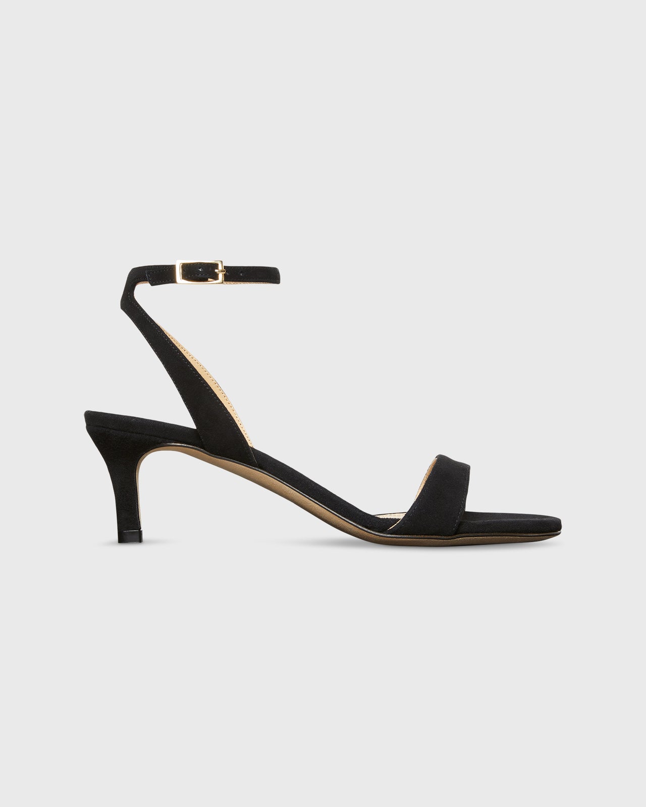 Ankle-Wrap Kitten Heel in Black Suede Shop Ann Mashburn