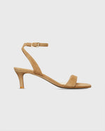 Load image into Gallery viewer, Ankle-Wrap Kitten Heel in Caramel Suede
