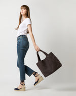 Load image into Gallery viewer, Large Mercato Handwoven Tote in Dark Brown Coated Cotton
