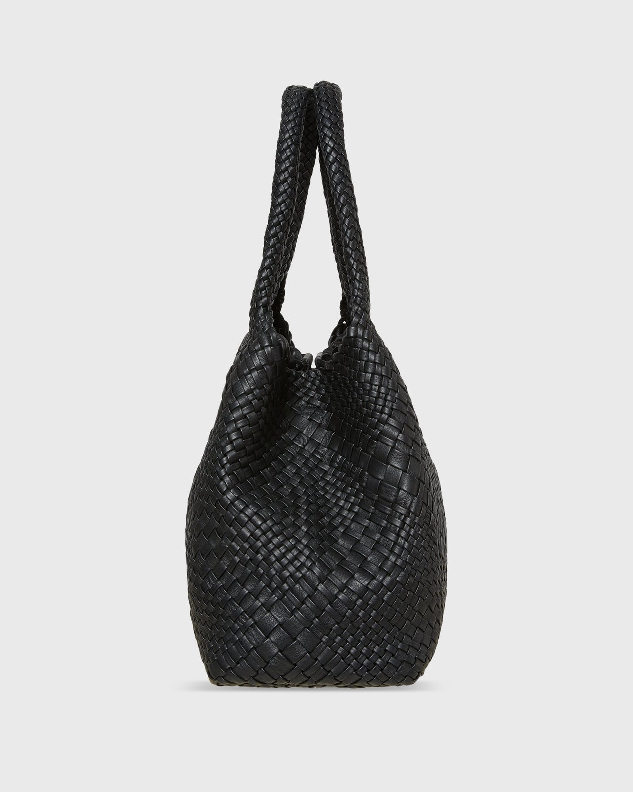 Mercato Handwoven Tote in Black Leather