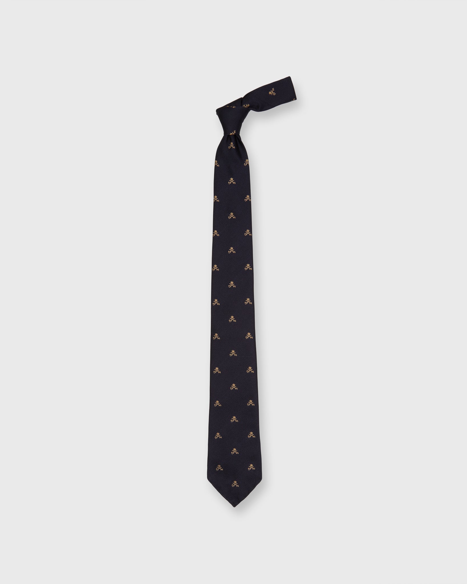Silk Club Tie in Midnight/Maize Crown and Swords