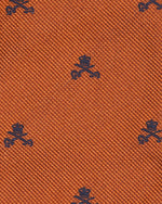 Load image into Gallery viewer, Silk Club Tie in Orange/Navy Crown and Swords
