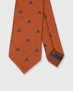 Load image into Gallery viewer, Silk Club Tie in Orange/Navy Crown and Swords
