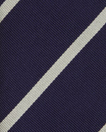 Load image into Gallery viewer, Silk Woven Tie in Navy/Bone Bar Stripe
