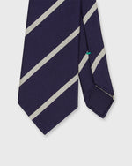 Load image into Gallery viewer, Silk Woven Tie in Navy/Bone Bar Stripe
