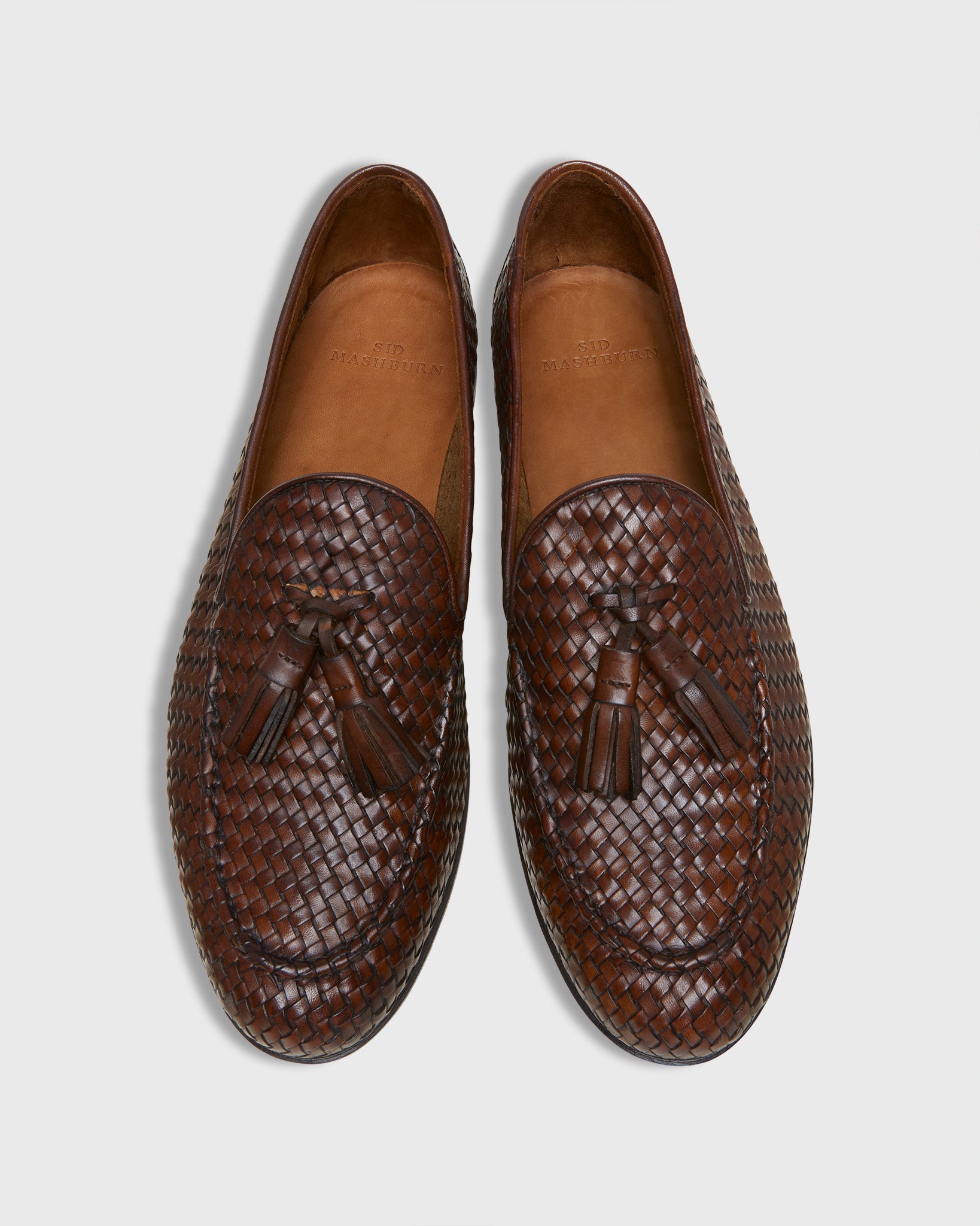 Nassau Tassel Loafer in Brown Woven Leather