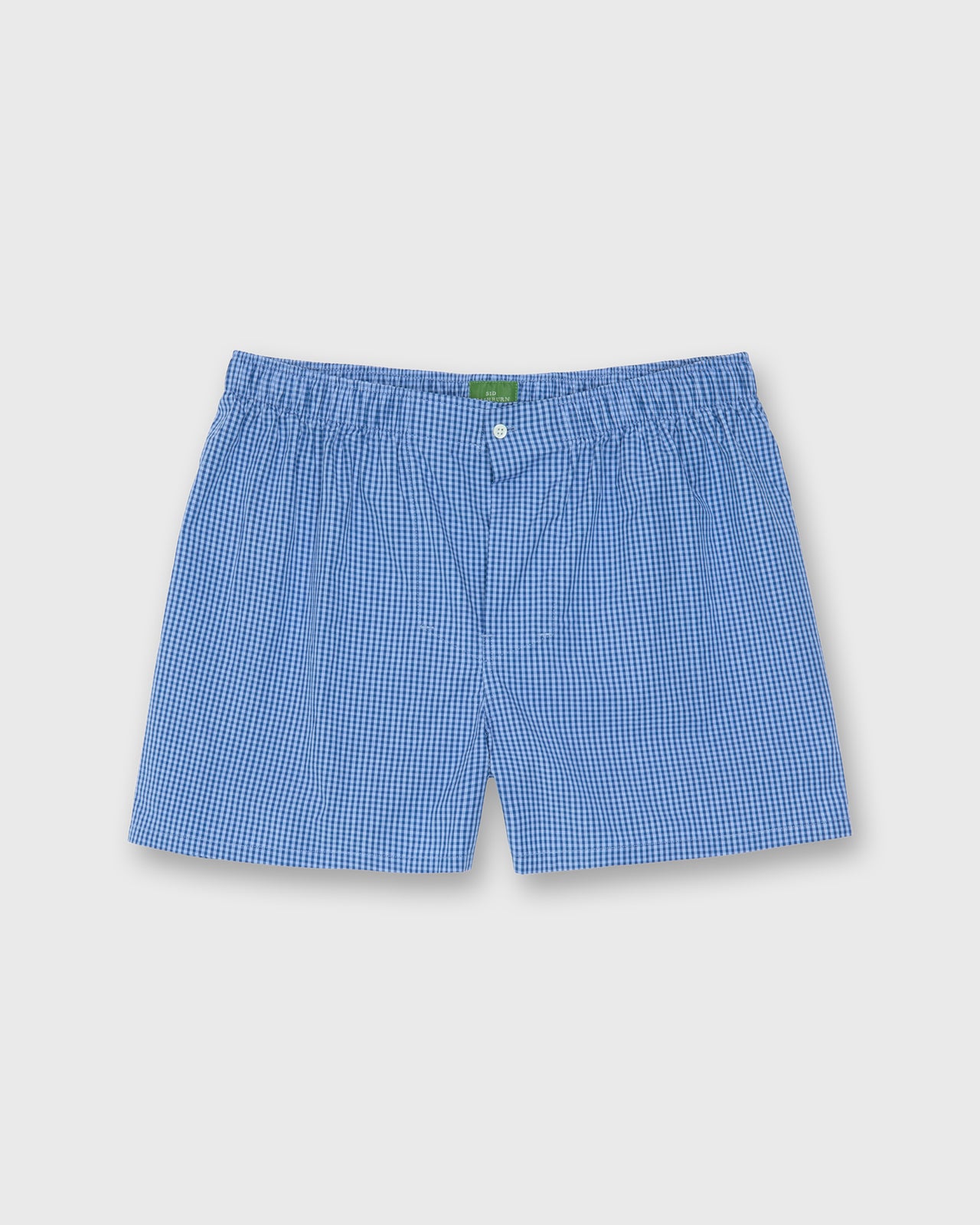 Button-Front Boxer Short in Blue Gingham Poplin