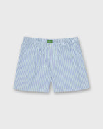 Load image into Gallery viewer, Button-Front Boxer Short in Green/Blue Multi Stripe Poplin
