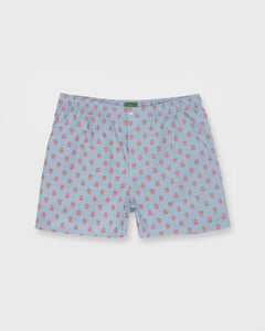 Button-Front Boxer Short in Sky/Coral Reef Print Poplin