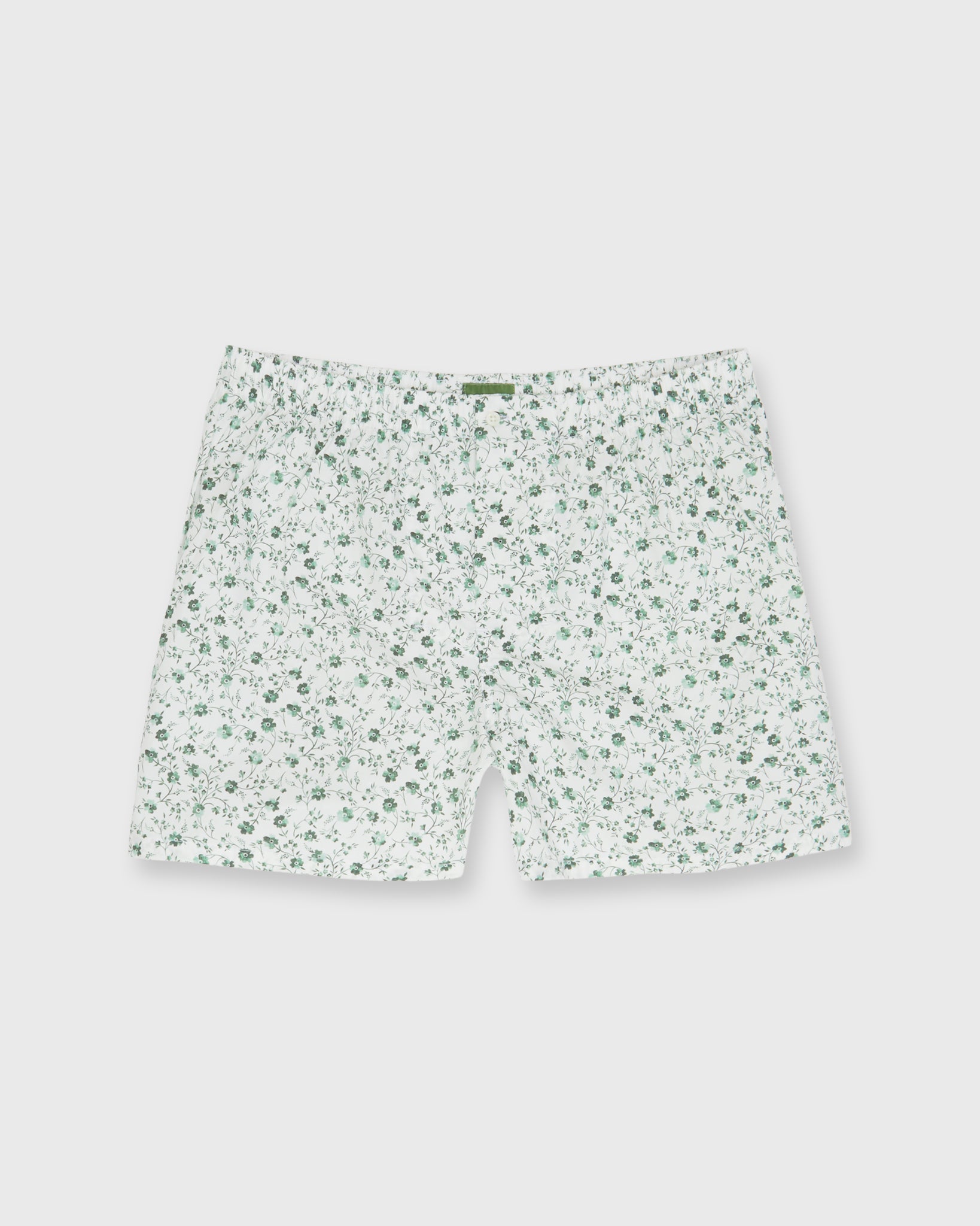 Button-Front Boxer Short in Green Indigo Berry Liberty Fabric