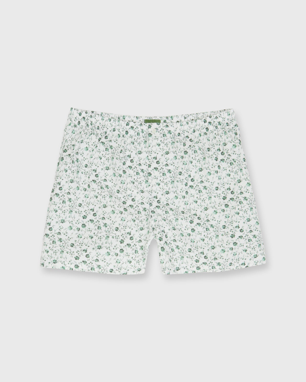 Button-Front Boxer Short in Green Indigo Berry Liberty Fabric