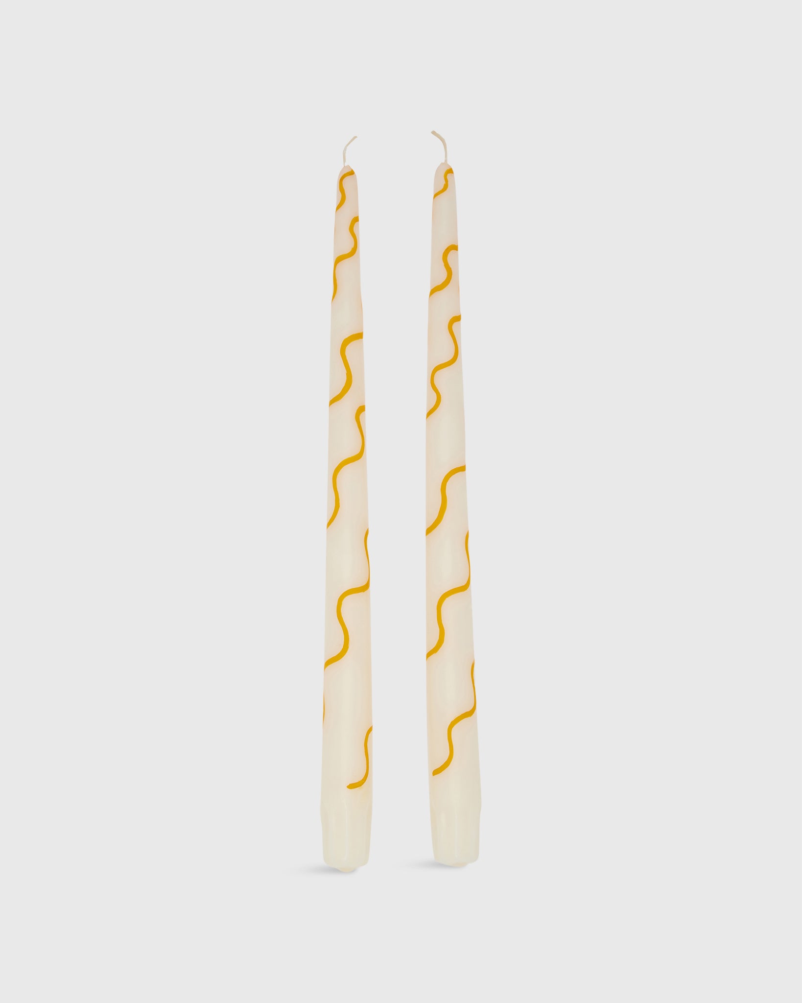 Hand-Painted Taper Candles (Set of 2) in Marigold