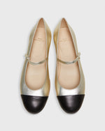Load image into Gallery viewer, Two-Tone Mary Jane Ballet Flat in Platino/Black Leather
