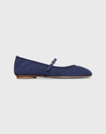 Load image into Gallery viewer, Quilted Mary Jane Ballet Flat in Navy Suede
