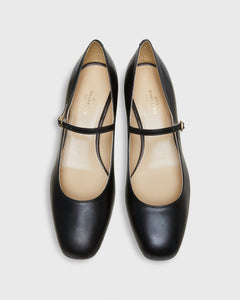 Mary Jane Pump in Black Leather