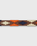 Load image into Gallery viewer, 1 1/8&quot; Polo Belt in Persimmon/Navy/Bone Medium Brown Leather
