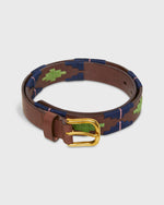 Load image into Gallery viewer, 1 1/8&quot; Polo Belt in Navy/Sage/Pink Medium Brown Leather
