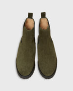 Load image into Gallery viewer, Lug Sole Chelsea Boot in Olive Suede
