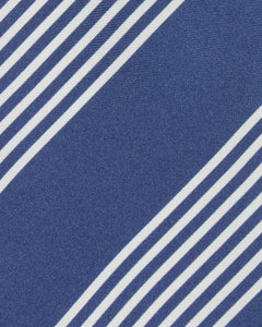Silk Print Tie in Blue/White Stripe