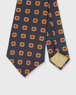 Load image into Gallery viewer, Silk Print Tie in Navy/Gold Diamond
