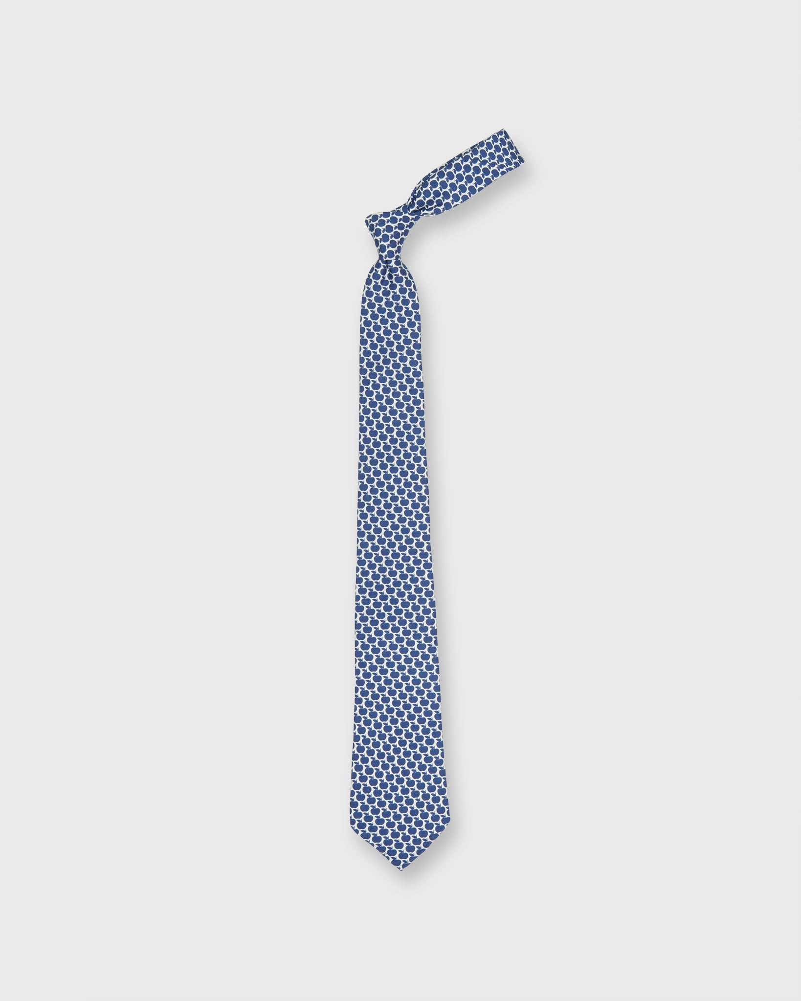 Silk Print Tie in Chalk/Blue Apple