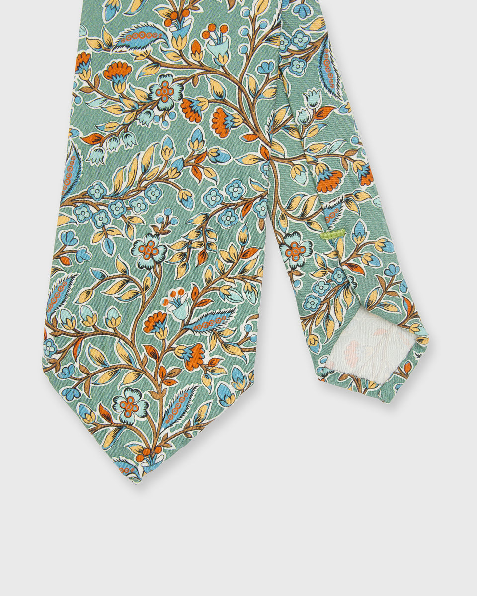 Silk Print Tie in Sage/Periwinkle/Salmon Floral | Shop Sid Mashburn